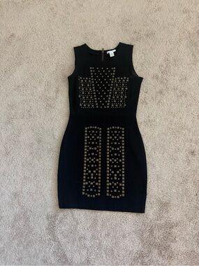 Bar III Sleeveless Black Studded Bodycon Dress